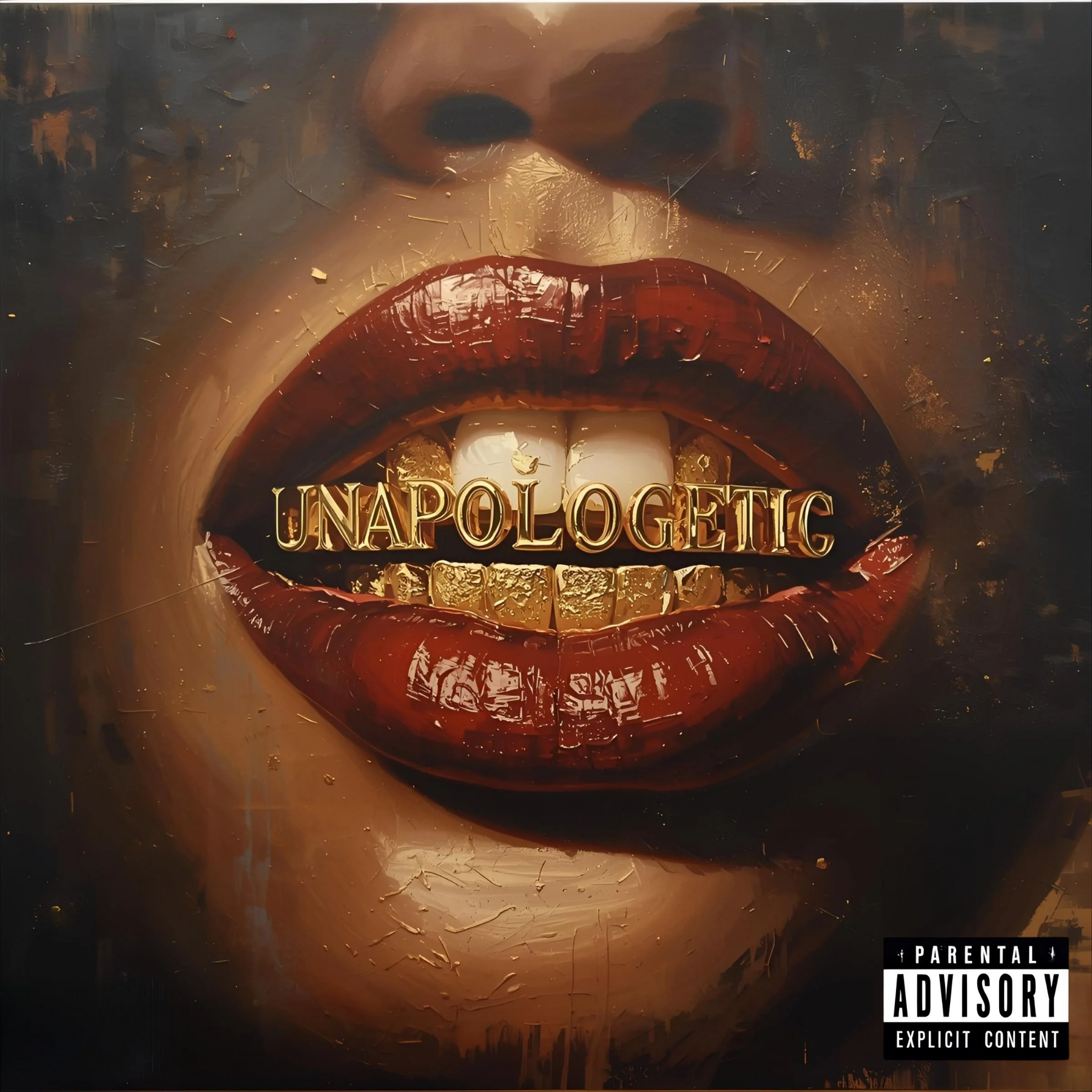 Striking statement art print featuring bold colours and gold grill details — unapologetic artwork with edge and attitude.